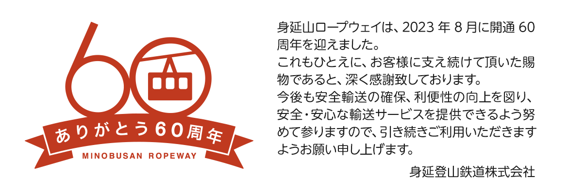身延山ロープウェイは2023年8月開通60周年を迎えました