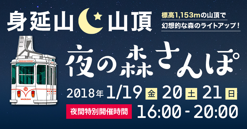 身延山山頂 FEEL&WALK 夜の森さんぽ